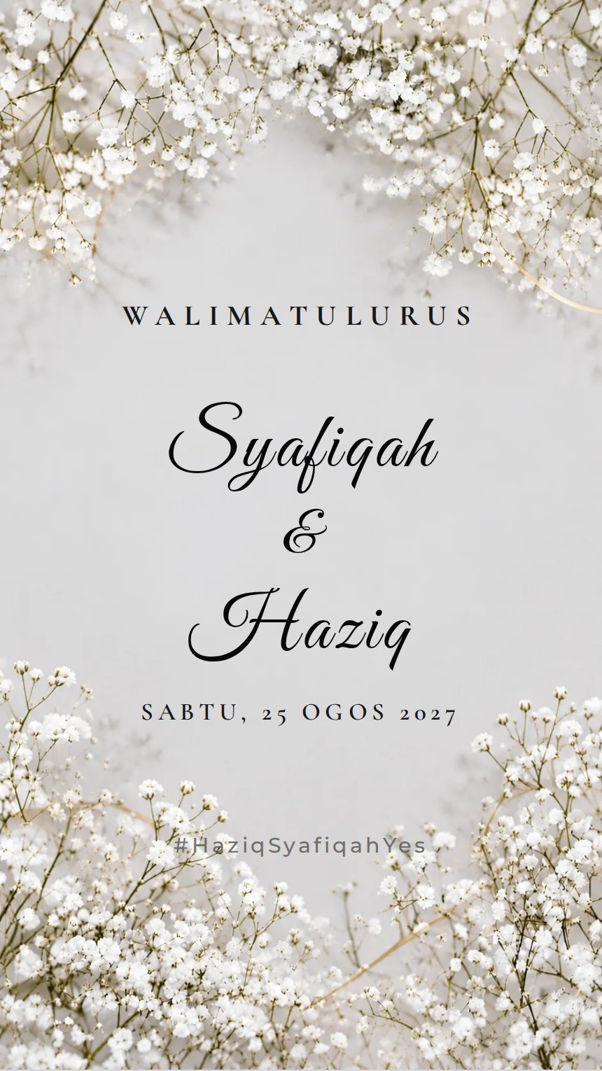Floral Design 38 — Kad Kahwin Digital — Putih — Bunga — FD-38
