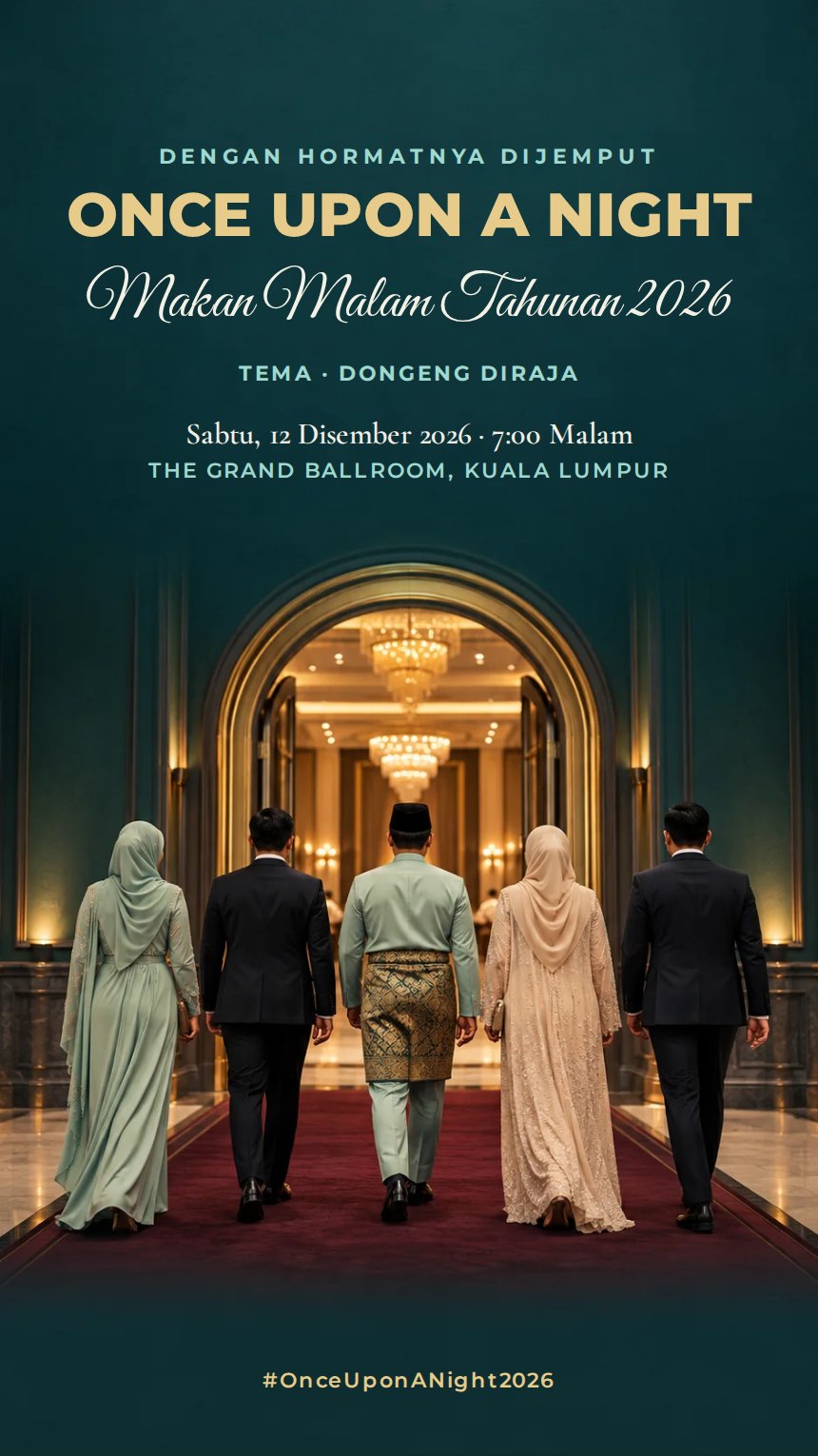 Bersama Cemerlang — Kad Jemputan Makan Malam Tahunan & Korporat — Biru Kehijauan — Abstrak — Moden