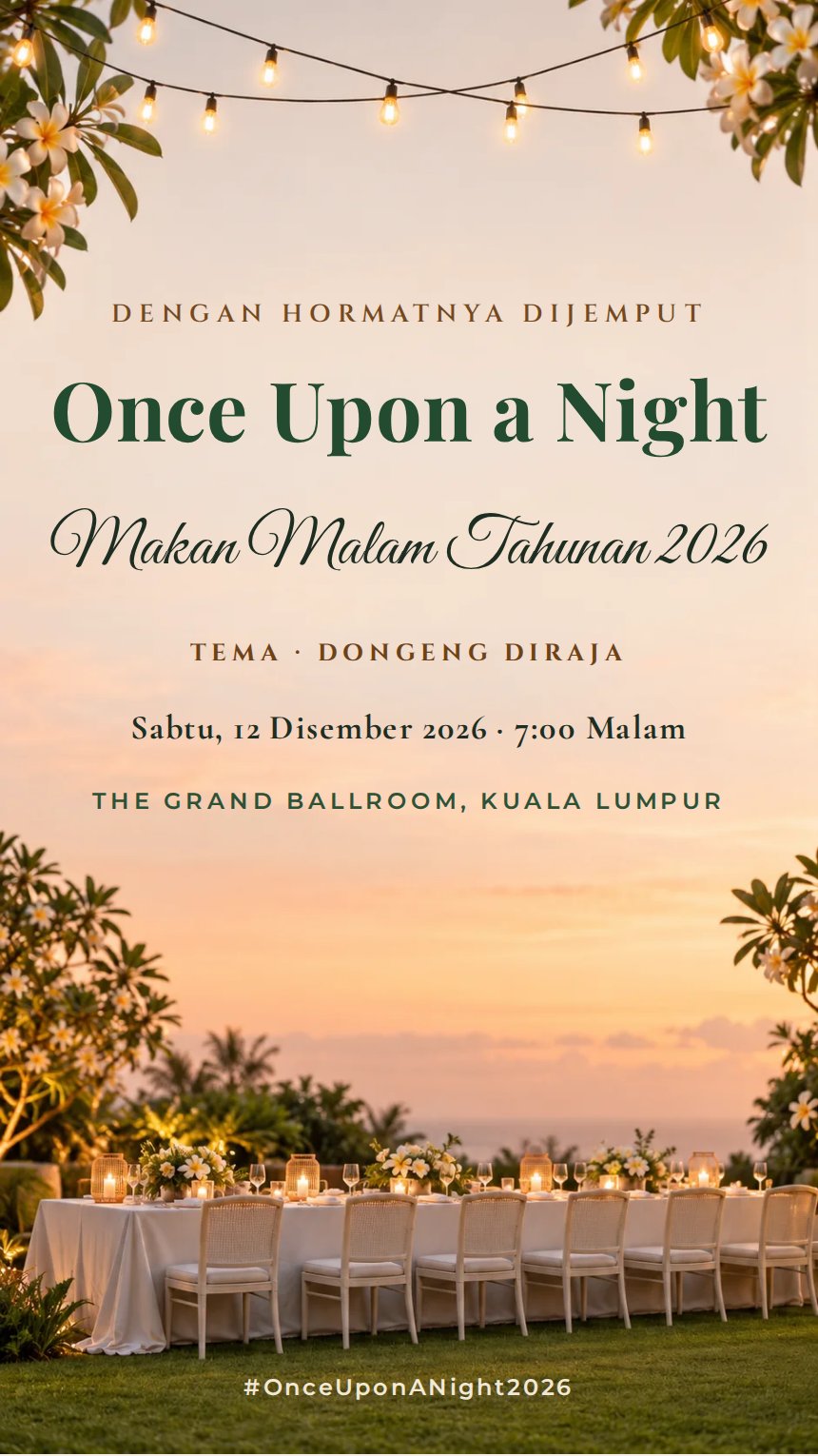 Taman Teres — Kad Jemputan Makan Malam Tahunan & Korporat — Hijau — Botani & Tropika — Elegan