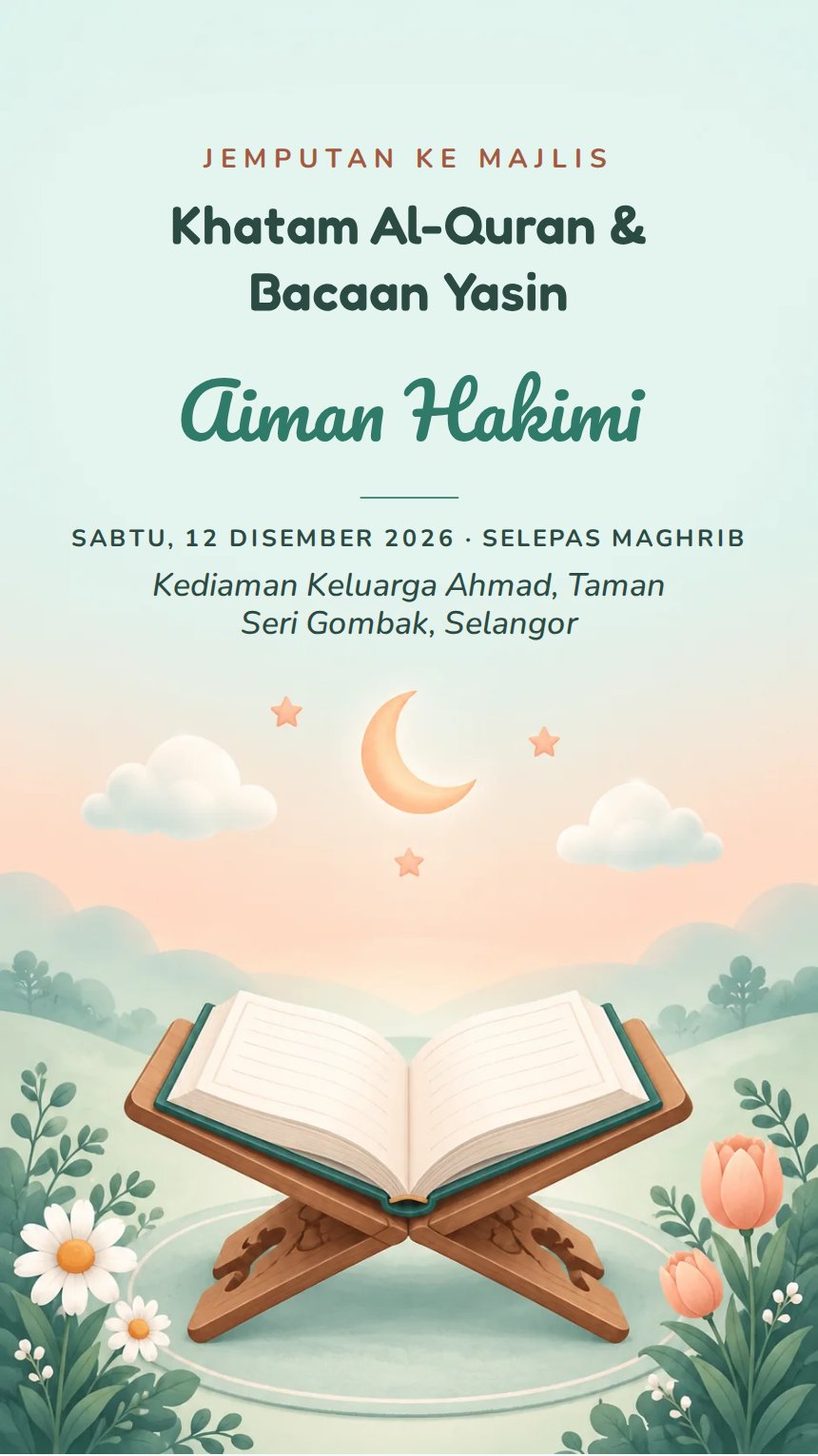 Pastel Hafazan — Kad Jemputan Rumah & Keluarga — Pastel — Minimalis — Cute