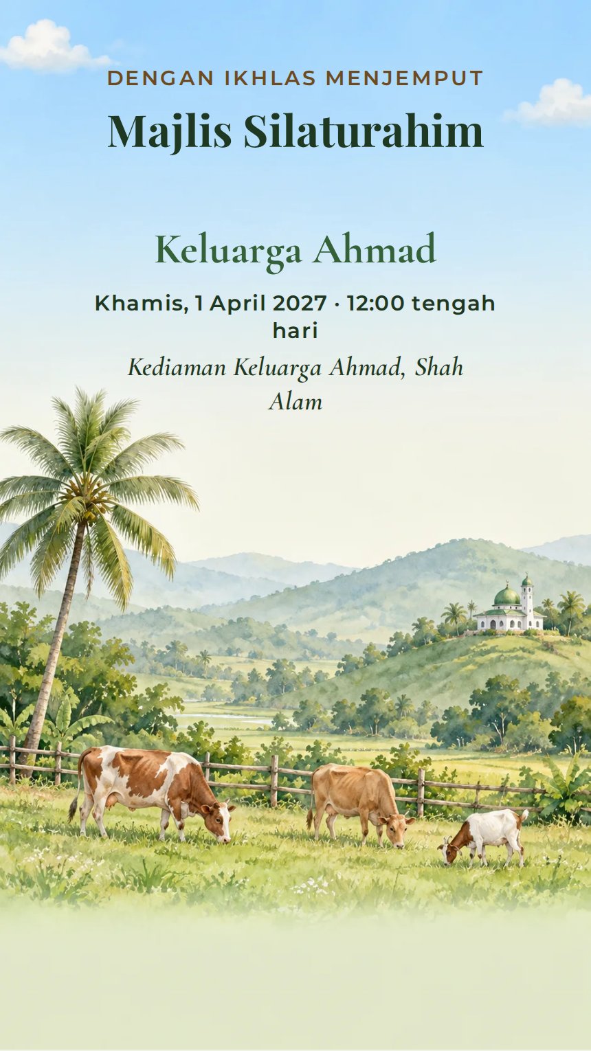 Ladang Amanah — Kad Jemputan Perayaan Agama & Kebudayaan — Hijau — Botani & Tropika — Rustik